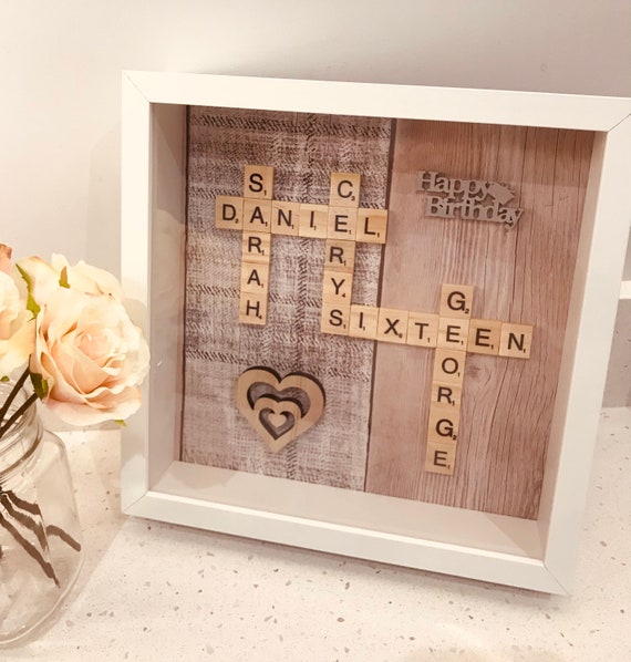 Mots Croisés Personnalisés Avec Le Nom De Famille Pour Décoration Murale, Lettres Croisées Personnalisées, Plaque En Bois, Mots Croisés Familiaux, Grandes Tuiles De Scrabble Murales