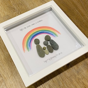 Rainbow Baby Gift, Baby gift after loss, New Baby Gift, Pebble Family Gift, Rainbow Baby Frame, new baby Friend gift, Gift for family, new