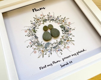 Mum Pebble Frame, Mothers Day Gift, Mum pebble frame, personalised Mum gifts, family pebble art, gift for mum, mothers day gift ideas,