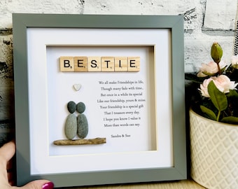 Personalised Bestie gift, Pebble personalised gifts, Friends pebble art, gift for friend, Best friends gift, Mates gift ideas, BFF frame