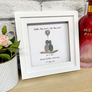 Diamond Wedding Anniversary Pebble Frame, Gepersonaliseerde Verjaardag Pebble Frame, Huwelijksverjaardag cadeau, Cadeau voor grootouders, Huwelijksgeschenken afbeelding 5