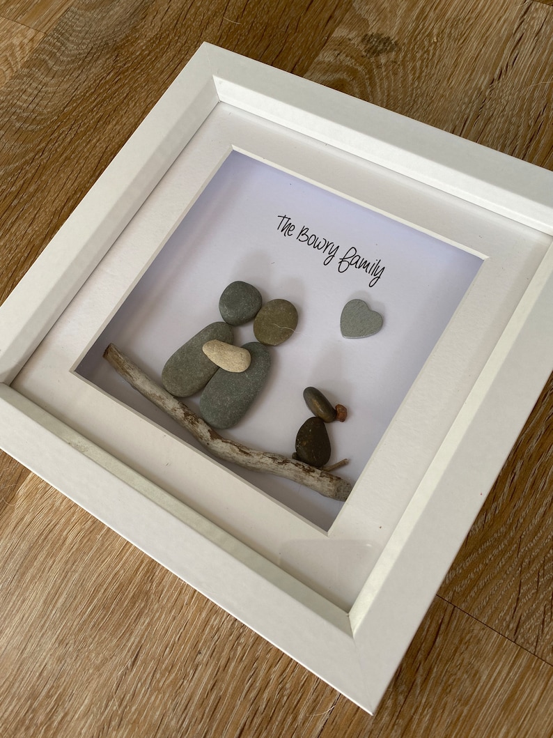 family pebble frame, personalised gifts, family pebble art, family gifts, gift for friend, new home gift, best home gift ideas, pebble frame image 6