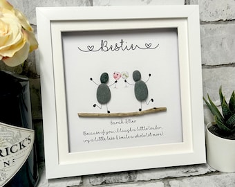Personalised Friends Pebble Picture, Gift for Bestie, Gift for Friend, Friends Pebble Art, Present for Friend