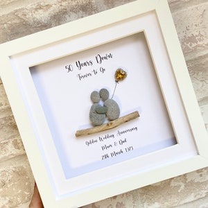 Large Golden Wedding Anniversary pebble Frame,Personalised 50th Anniversary Pebble Frame,Wedding Anniversary gift,Gift for Grandarents,