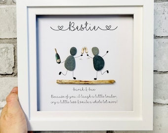 Personalised Bestie pebble frame, personalised gifts, Friends pebble art, gift for friend, Best friends gift, Mates gift ideas, pebble frame