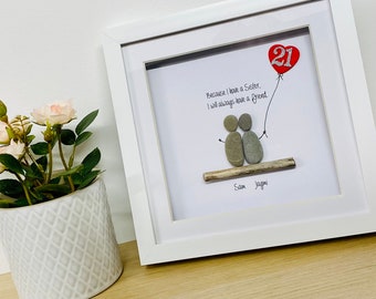 Regalo de cumpleaños para hermana, arte con piedras para hermana, regalos personalizados, regalo para hermana, regalos familiares, arte con piedras para la familia, arte con piedras para la familia, regalos para ella