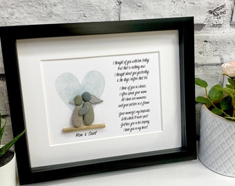 Memorial pebble frame, personalised gifts, Bereavement gift,  pebble art, gifts, gift for friend, home gift, remembrance pebble frame