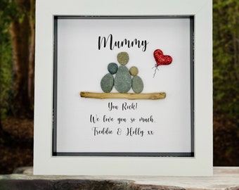 Mummy pebble frame, Mothers Day Gift, personalised gifts, family pebble art, gift for mum, mothers day gift from daughter, mum pebble frame