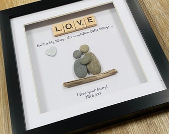 Love pebble art, personalised gifts, couple pebble art, gift for boyfriend, scrabble gift, best Valentines gifts, Wife gift, gifts for him