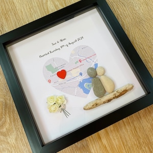 Personalisiertes Hochzeitsgeschenk, Boxrahmen, Hochzeitsgeschenk für Paare, Geschenkideen zur Verlobung, Kieselsteinrahmen für Paare, Kartenrahmengeschenk, Hochzeitsgeschenk