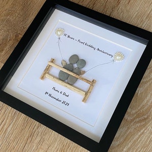 Perlen-Hochzeits-Jubiläumsgeschenk, Pebble Art Frame, Perlen-Hochzeitstag, personifizierte Geschenke, Jahrestagsgeschenke