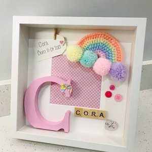 Rainbow Baby Frame, New Baby Gift, Birth Announcement Frame, personalised gifts, Nursery Decor, Christening Gift, childs frame, Baby