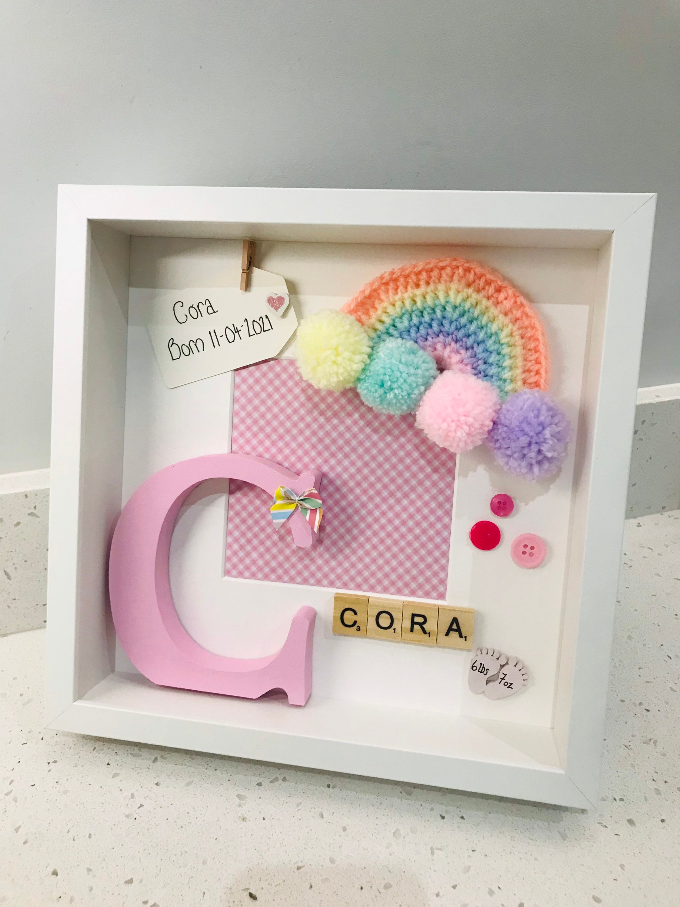 Rainbow Baby Frame New Baby Gift Birth Announcement Frame