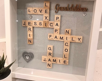 Grandchildren Frame, Personalised Gift for Grandparents, Family Frame, Scrabble Frame Gift, Gift for Grandparents, Grandkids Gift for Nanny