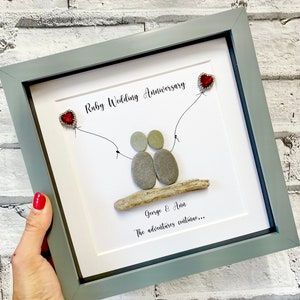 Ruby Wedding Anniversary gift, Pebble Art, 40th Anniversary Gift, Personalised Gifts, Personalised 40th Anniversary gift, fortieth,