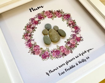 Mum pebble frame, Mothers Day Gift, personalised gifts, family pebble art, gift for mum, mothers day gift from daughter, mum pebble frame