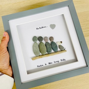 family pebble frame, personalised gifts, family pebble art, birthday gift for friend, new home gift, best home gift ideas, pebble frame