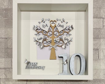 Wedding Anniversary Gift, Personalised Gifts, Anniversary Gift for Wife, Family Tree Gift, Tin Anniversary Gift,Ruby Anniversary Gift