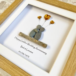 Cornice per ciottolo per anniversario di nozze d'oro, cornice per ciottolo personalizzata per anniversario, regalo per anniversario di matrimonio, regalo per nonni, regali di nozze