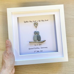 Diamond Wedding Anniversary Pebble Frame, Gepersonaliseerde Verjaardag Pebble Frame, Huwelijksverjaardag cadeau, Cadeau voor grootouders, Huwelijksgeschenken afbeelding 1