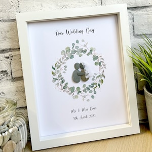 Personalised Wedding Gift, Wedding Frame, Personalised couple Frame Wedding Gift Couples Gift Ideas Wedding Pebble Frame,Wedding Gift