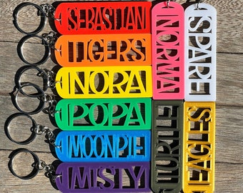 Personalized Keychain, Custom Name Keychain, ID Tags, Backpack Tags, Sports Bag Tag, Stocking Stuffer