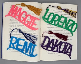 Personalized custom name bookmark with tassel, Bookmarks for Kids, 3D Printed, Playful Font 2