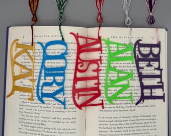Personalized Unique Name Bookmark with Tassel, 3D Printed Bookmark, Book Club Gift, Whimsical Font 1,