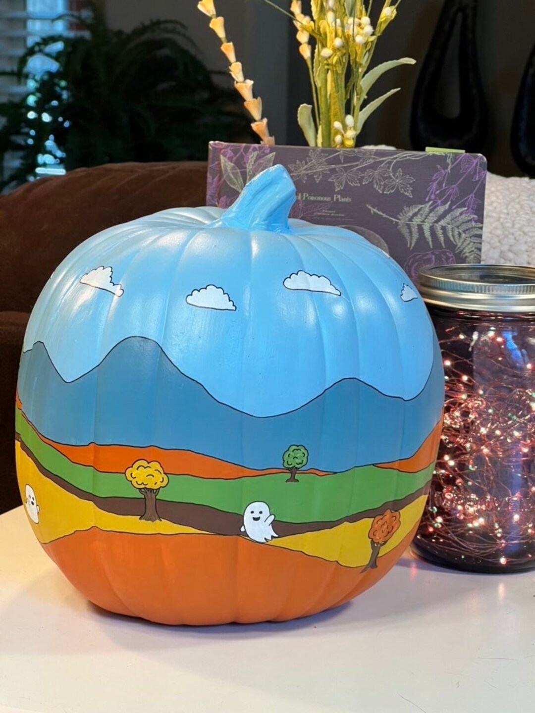 Fall Pumpkin, Cute Ghosts With Fall Colors Pumpkin Centerpiece - Etsy