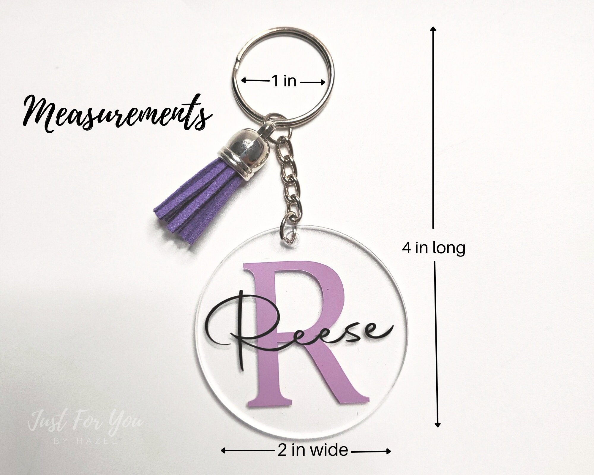 Acrylic Keychain, Personalized Monogram Keychain With Tassel,2