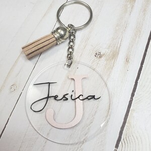 Acrylic Keychain, Personalized Monogram Keychain With Tassel,2