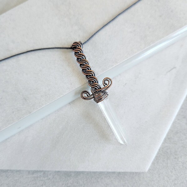 Clear Quartz Sword Pendant, Unisex Crystal Necklace, Quartz Jewelry, Dagger, Celtic, Medieval, Ren Faire, Elven, Blade, Protection Crystal