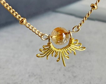 Collier sunburst toupie, pendentif céleste, collier pour le soulagement de l'anxiété, collier agité, astrologie, rayon de soleil, sorcière, empathe, TDAH, autisme