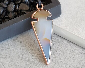 Arrowhead Agate Pendant, Agate Necklace, Crystal Jewelry, Boho Jewelry, Witchy Jewelry, Men's Necklace, Unisex Jewelry, Spiritual Gifts
