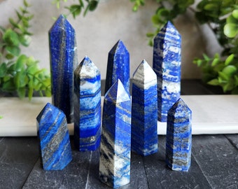 Natural Lapis Lazuli Tower, Polished Lapis Points, Lapis Lazuli Obelisk, Crystal Wand, Throat Chakra, Protection Crystals, Abundance Crystal