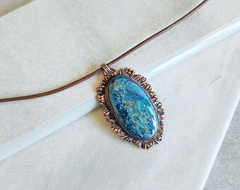 Apatite Pendant, Electroformed Apatite Necklace, Sunburst, Crystal Jewelry, Boho, Beachy, Witchy, Throat Chakra, Healing Crystal, Vintage