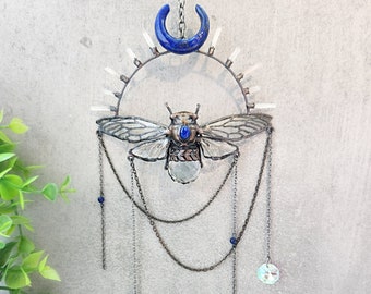 REAL Cicada Suncatcher, Crystal Suncatcher, Light Maker, Window Decor, Witchy Decor, Insect Art, Taxidermy, Bug Art, Cottagecore, Celestial