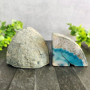 Mini Teal Agate Bookend, Agate Bookends, Crystal Bookends, Book Nook, Shelf Decor, Home Decor, Makeup Palette Holder, Altar, Tarot Holder image 5