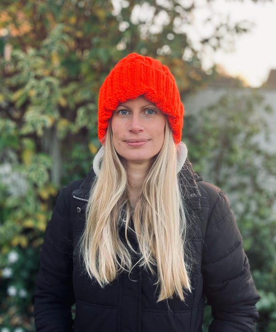 Adult Hand Knitted Oversized Red Hat. Super Cosy! - Etsy display picture 1