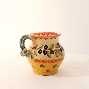 Vintage italian hand painted oilive oil pitcher