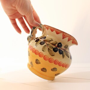 Vintage italian hand painted oilive oil pitcher