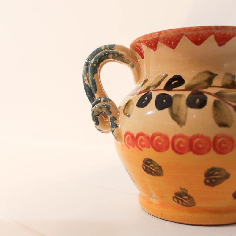 Vintage italian hand painted oilive oil pitcher
