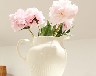 Vintage White Ceramic Pitcher Vase, Vintage Home Decor, Housewarming Gift