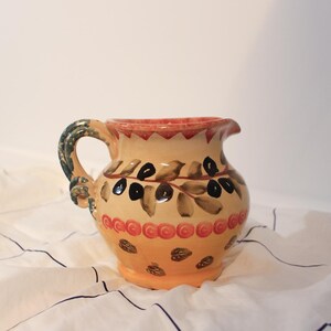 Vintage italian hand painted oilive oil pitcher