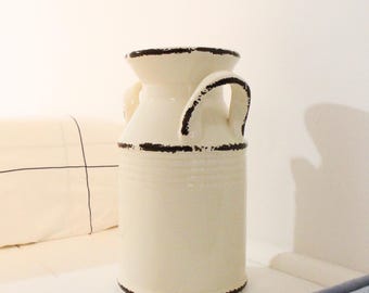 Vintage Ceramic Cream Color Milk Jug Vase, Vintage Home Decor, Housewarming Gift