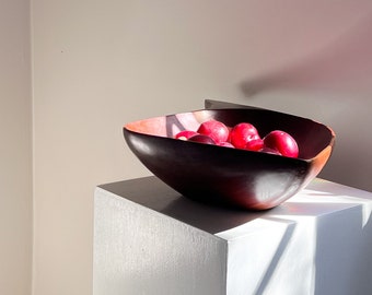 Vintage Large Wooden Bowl, Leaf Shaped Fruit Bowl, Vintage Home Decor, Housewarming Gift