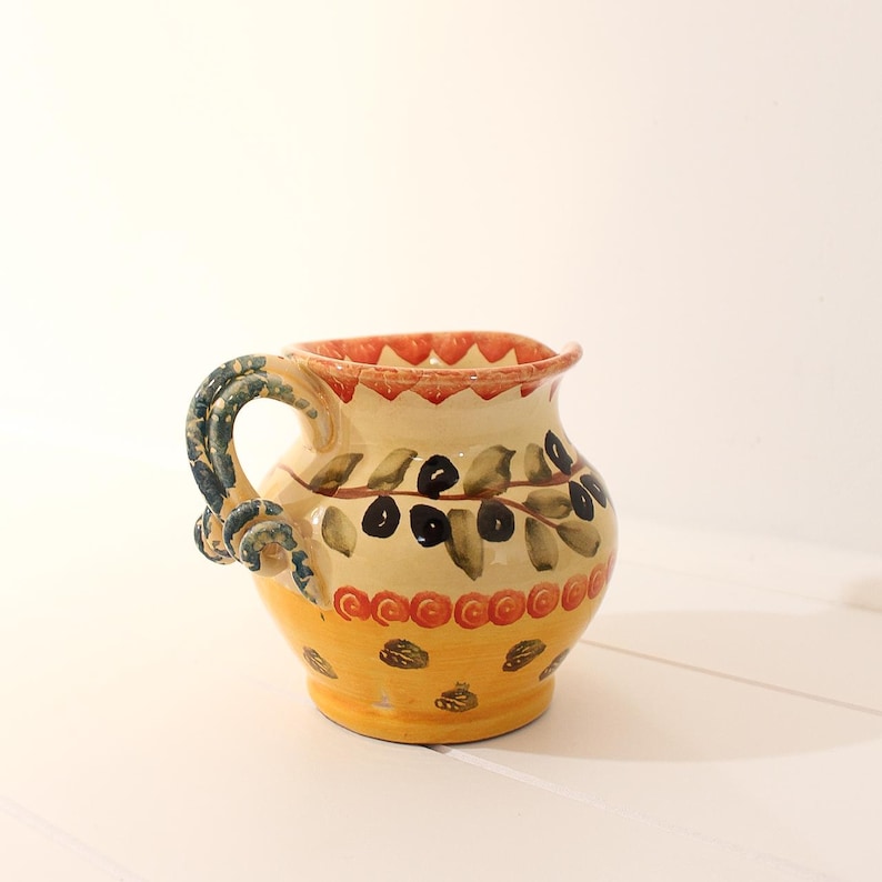Vintage italian hand painted oilive oil pitcher