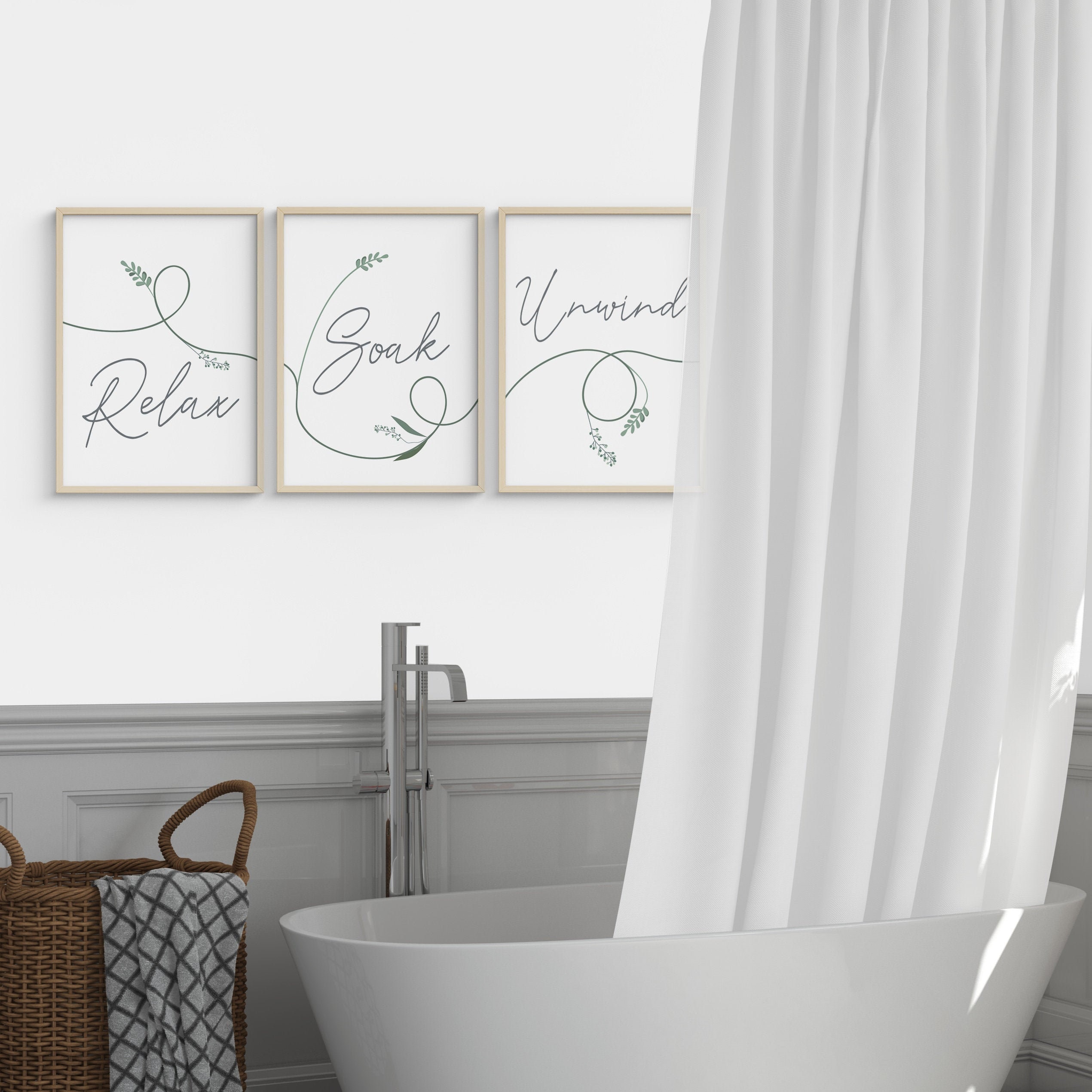 Set of 3 Relax Soak Unwind bathroom prints wall art Etsy