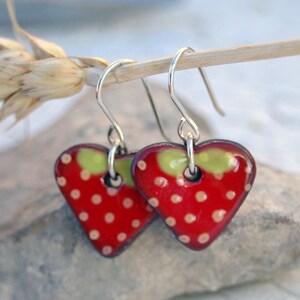 Strawberry dangle earrings, ceramic strawberry earrings, fruit dangle earrings, funny red strawberry earrings, lightweight dangle earrings