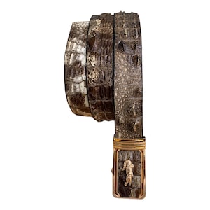 originele kleur handgemaakte echte alligatorleren riem heren met prikgesp, luxe huidriem, aangepaste tailleomvang, jubileumcadeau voor hem
